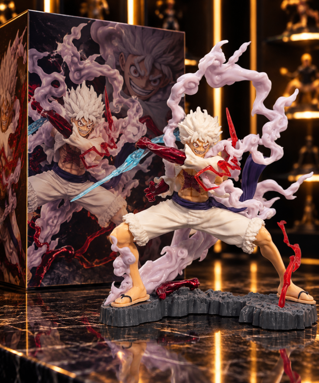 Figurine Luffy Gear 5 poing rouge avec coffret collector