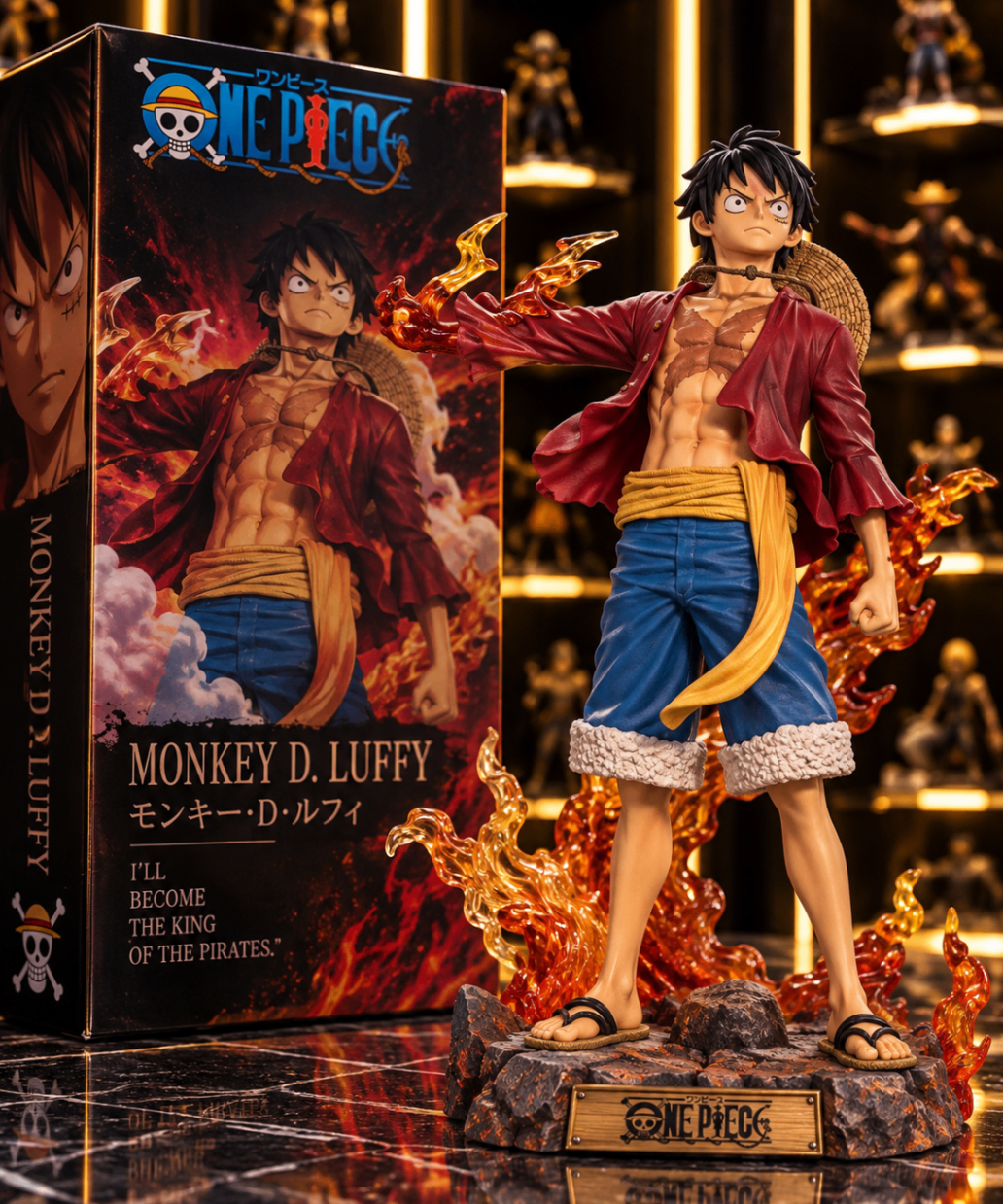 Figurine Luffy poing de feu avec coffret collector