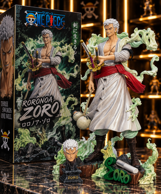 Figurine Zoro édition blanche trois sabres avec coffret collector