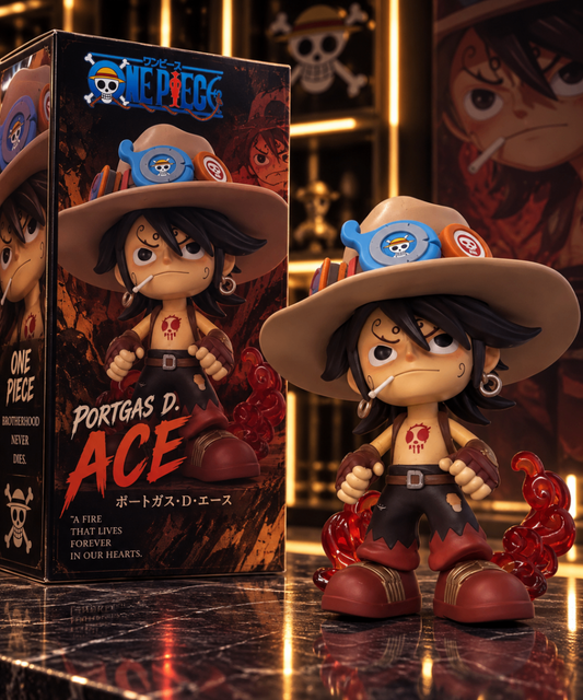 Figurine chibi Portgas D. Ace, flammes rouges translucides, One Piece