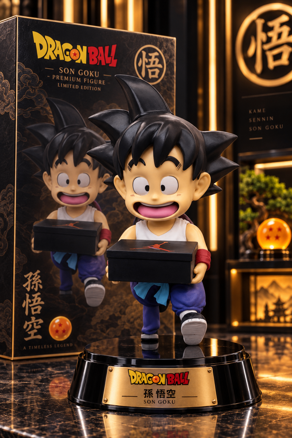 Figurine Son Goku enfant avec colis
