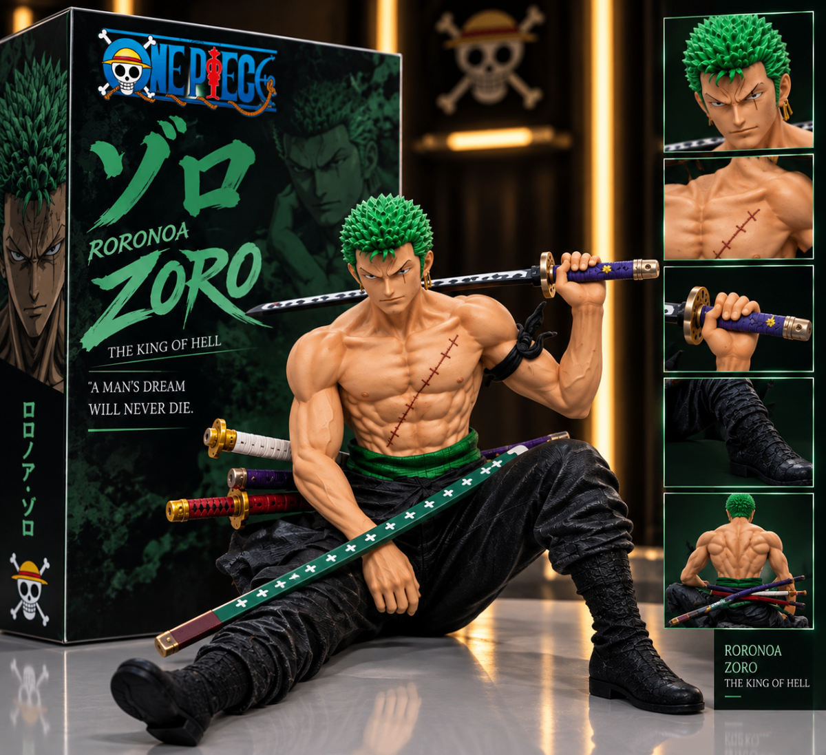Figurine Roronoa Zoro The King of Hell avec coffret collector